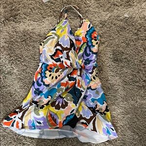 Anne Cole v neck floral swim dress with skirted bottom